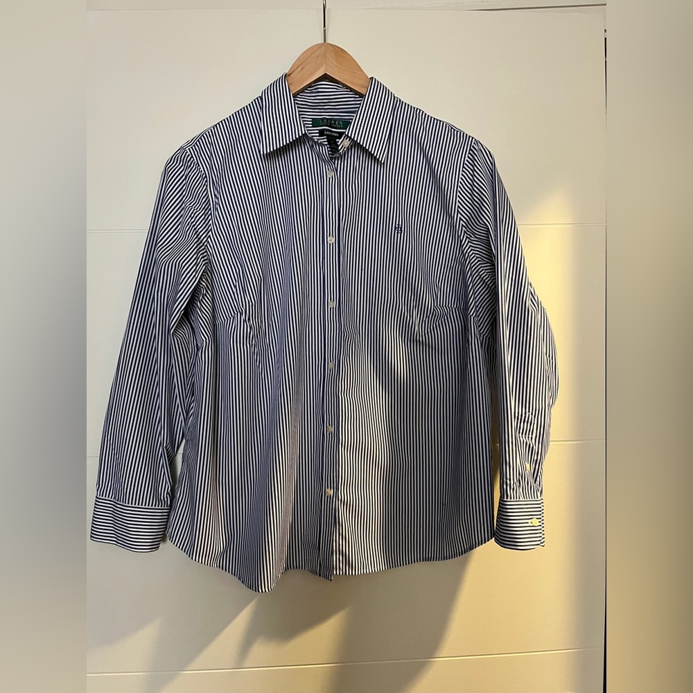 Lauren by Ralph Lauren non-iron striped button down shirt